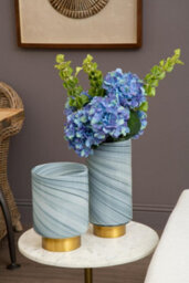 Orsina Hydrangea Stem - 74Cm Blue, Full Faux Bloom With Soft Blue Petals And Realistic Green Leaves, Adds Colour - thumbnail 2