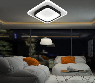 Modern Led Ceiling Lights Acrylic Square Ceiling Lamp Black 24Cm (Warm Light) - image 1