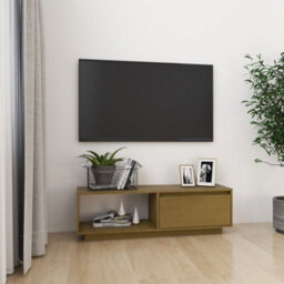 Berkfield Tv Cabinet Honey Brown 110X30X33.5 Cm Solid Pinewood - thumbnail 1