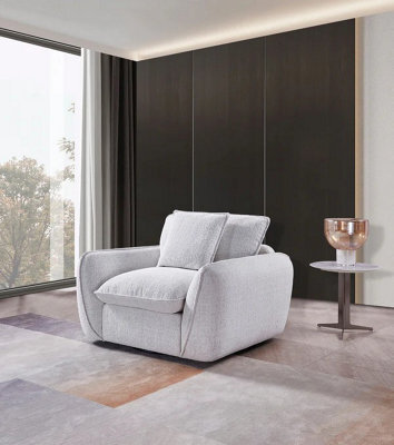 Stratus Interiors Berlin Comfy Jumbo Sofa - Modern Deep-Seated Fabric Sofa With Full Back Cushions - Armchair