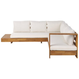 Beliani Garden Corner Sofa With Table 5 Seater Marettimo Left Hand Certified Acacia Wood Brown - thumbnail 4