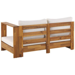 Beliani Garden Corner Sofa With Table 5 Seater Marettimo Left Hand Certified Acacia Wood Brown - thumbnail 9