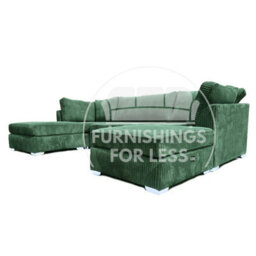 Furnishings For Less UK Bishop Green U Shaped Soft Fabric Jumbo Cord Detachable 5 Seater Large Sofa - thumbnail 5