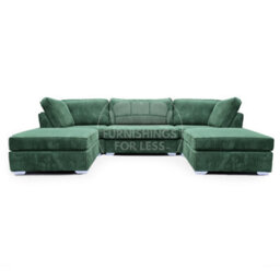 Furnishings For Less UK Bishop Green U Shaped Soft Fabric Jumbo Cord Detachable 5 Seater Large Sofa - thumbnail 1