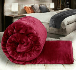 Ameha Fleece Plain Blanket, Lightweight & Reversible Throw For Travel, Bed & Sofa Blanket, Red Double 150X200Cm - thumbnail 5