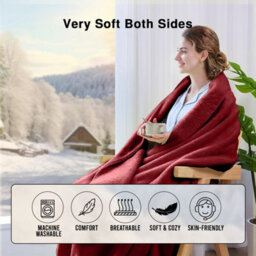 Ameha Fleece Plain Blanket, Lightweight & Reversible Throw For Travel, Bed & Sofa Blanket, Red Double 150X200Cm - thumbnail 6