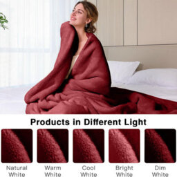 Ameha Fleece Plain Blanket, Lightweight & Reversible Throw For Travel, Bed & Sofa Blanket, Red Double 150X200Cm - thumbnail 7