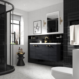 Hudson Reed Fusion Wall Hung Vanity Unit & Basin Compact, Stylish Sink Vanity Unit, Charcoal Black, 1200mm - thumbnail 2