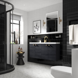 Hudson Reed Fusion Wall Hung Vanity Unit & Basin Compact, Stylish Sink Vanity Unit, Charcoal Black, 1200mm - thumbnail 5