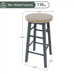 Wooden Revolving Bar Stools Solid Pine Kitchen Breakfast Dining - thumbnail 2