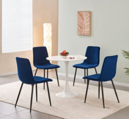 Mof Dining Chairs Set Of 6 Velvet Dining Chair With Padded Seat And Backrest, Sturdy Metal Legs Navy Stripe - thumbnail 2
