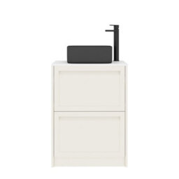 Royal Bathrooms Royal Bathroom Elmore 600mm Classic White Freestanding Bathroom Vanity Unit 2 Drawer Plain White Worktop With Art Square Basin - thumbnail 7
