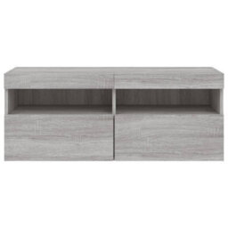 Berkfield Tv Wall Cabinet With Led Lights Grey Sonoma 100X30X40 Cm - thumbnail 9