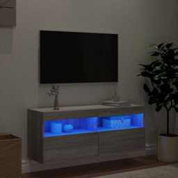 Berkfield Tv Wall Cabinet With Led Lights Grey Sonoma 100X30X40 Cm - thumbnail 4