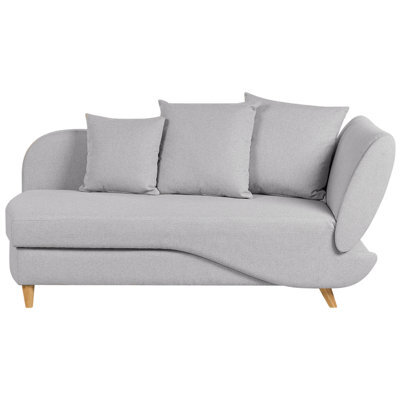 Beliani Right-Hand Chaise Longue Meri Faux Linen Light Grey With Storage - image 1