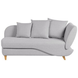 Beliani Right-Hand Chaise Longue Meri Faux Linen Light Grey With Storage - thumbnail 1