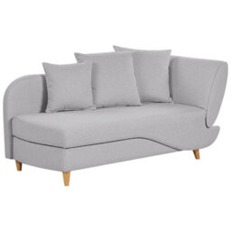 Beliani Right-Hand Chaise Longue Meri Faux Linen Light Grey With Storage - thumbnail 4