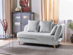 Beliani Right-Hand Chaise Longue Meri Faux Linen Light Grey With Storage - thumbnail 2
