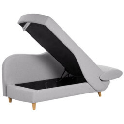 Beliani Right-Hand Chaise Longue Meri Faux Linen Light Grey With Storage - thumbnail 7