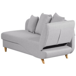 Beliani Right-Hand Chaise Longue Meri Faux Linen Light Grey With Storage - thumbnail 8