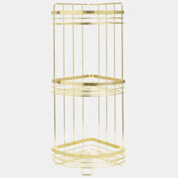 Gold 3 Tier Shower Caddy Bathroom Organiser Plastic Freestanding Corner Shelf - thumbnail 1