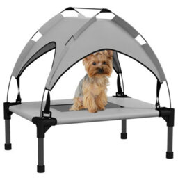 Pawhut Cooling Raised Dog Bed W/ Breathable Mesh, For Mini, S Dogs - Light Grey - thumbnail 2