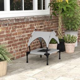 Pawhut Cooling Raised Dog Bed W/ Breathable Mesh, For Mini, S Dogs - Light Grey - thumbnail 9