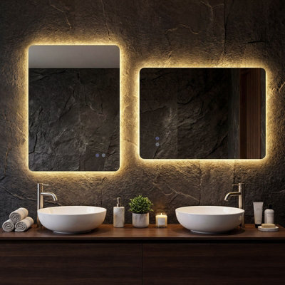 Costway Rectangle Led Lighted Mirror Wall Mounted Bathroom Mirror 80 Cm X 60 Cm(L X W) - image 1