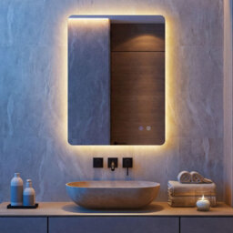Costway Rectangle Led Lighted Mirror Wall Mounted Bathroom Mirror 80 Cm X 60 Cm(L X W) - thumbnail 5