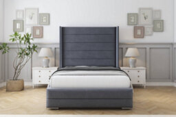 "Sloomy Sterling Steel Plush Bed Frame With 50""  Upholstered Wingback Headboard 6' Super King" - thumbnail 1