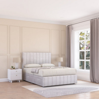 Sloomy California Divan Bed Set With 2 Drawers Footend - Plush Velvet - image 1