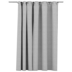 Berkfield Premium Linen-Look Blackout Curtain With Hooks Grey 290X245 Cm