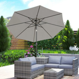 Outsunny 3(M) Patio Umbrella Outdoor Sunshade Canopy W/ Tilt & Crank Light Grey - thumbnail 9