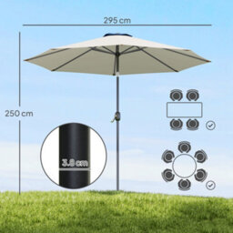 Outsunny 3(M) Patio Umbrella Outdoor Sunshade Canopy W/ Tilt & Crank Light Grey - thumbnail 3