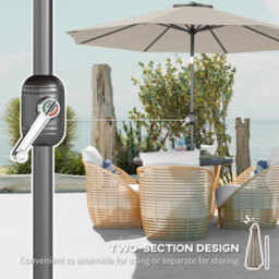 Outsunny 3(M) Patio Umbrella Outdoor Sunshade Canopy W/ Tilt & Crank Light Grey - thumbnail 6