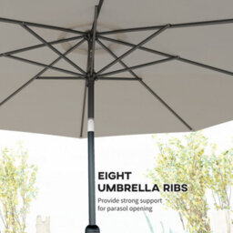 Outsunny 3(M) Patio Umbrella Outdoor Sunshade Canopy W/ Tilt & Crank Light Grey - thumbnail 7