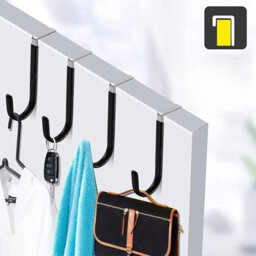 4 Door Hooks With Rubber Handles, Durable Organizers For Bathroom And Bedroom, For Hanging Clothes And Towels - thumbnail 5