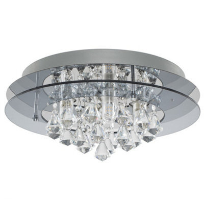 Valuelights Romano Modern Ip44 Rated 2 Tier Halo Design Tinted Glass K5 Crystal Droplet Jewel Bathroom Ceiling Light - image 1