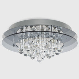 Valuelights Romano Modern Ip44 Rated 2 Tier Halo Design Tinted Glass K5 Crystal Droplet Jewel Bathroom Ceiling Light - thumbnail 4