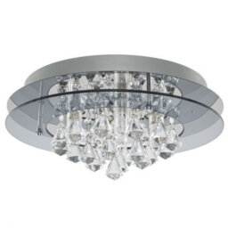 Valuelights Romano Modern Ip44 Rated 2 Tier Halo Design Tinted Glass K5 Crystal Droplet Jewel Bathroom Ceiling Light