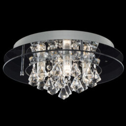 Valuelights Romano Modern Ip44 Rated 2 Tier Halo Design Tinted Glass K5 Crystal Droplet Jewel Bathroom Ceiling Light - thumbnail 7