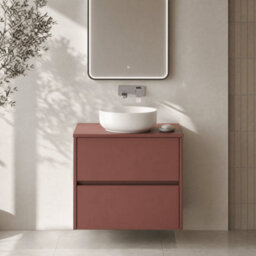 Balterley Chartley Contemporary Wall Hung 2 Drawer Vanity Unit With Laminate Worktop, 600mm, Smoked Red - thumbnail 2