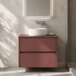 Balterley Chartley Contemporary Wall Hung 2 Drawer Vanity Unit With Laminate Worktop, 600mm, Smoked Red - thumbnail 3