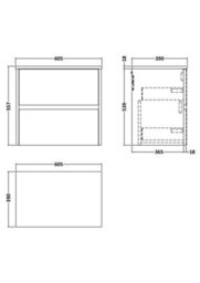 Balterley Chartley Contemporary Wall Hung 2 Drawer Vanity Unit With Laminate Worktop, 600mm, Smoked Red - thumbnail 5