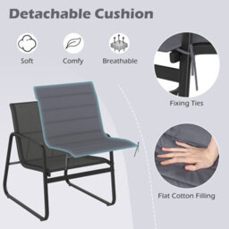 Gainoom 3 Piece Patio Bistro Set Outdoor Chairs & Side Table With Removable Cushions & Tempered Glass Tabletop - thumbnail 7