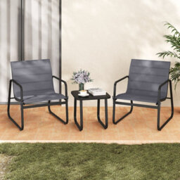 Gainoom 3 Piece Patio Bistro Set Outdoor Chairs & Side Table With Removable Cushions & Tempered Glass Tabletop - thumbnail 5