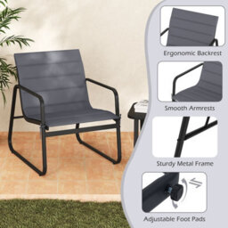 Gainoom 3 Piece Patio Bistro Set Outdoor Chairs & Side Table With Removable Cushions & Tempered Glass Tabletop - thumbnail 6