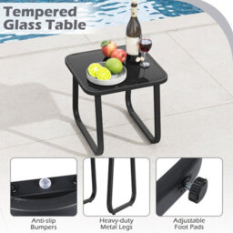 Gainoom 3 Piece Patio Bistro Set Outdoor Chairs & Side Table With Removable Cushions & Tempered Glass Tabletop - thumbnail 8