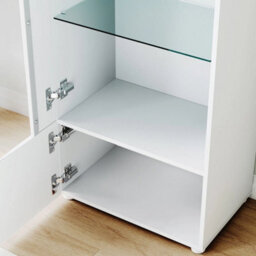 Modern White Display Cabinet High Gloss Rgb Led Cupboard Tall Storage Sideboard - thumbnail 4