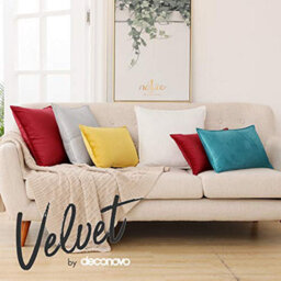 Deconovo Set Of 2 Crushed Velvet Cushion Covers With Invisible Zipper 55Cm X 55Cm Pure White - thumbnail 3